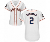 Women's Houston Astros #2 Alex Bregman Authentic White Home Cool Base 2019 World Series Bound Baseball Jersey