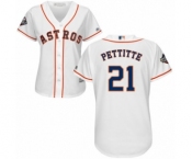 Women's Houston Astros #21 Andy Pettitte Authentic White Home Cool Base 2019 World Series Bound Baseball Jersey