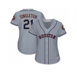 Women's Houston Astros #21 Jon Singleton Grey Road Stitched MLB Jersey