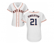 Women's Houston Astros #21 Jon Singleton White Home Stitched MLB Jersey