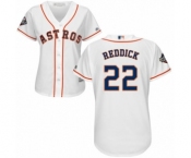 Women's Houston Astros #22 Josh Reddick Authentic White Home Cool Base 2019 World Series Bound Baseball Jersey