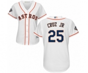 Women's Houston Astros #25 Jose Cruz Jr. Authentic White Home Cool Base 2019 World Series Bound Baseball Jersey