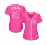 Women's Houston Astros #28 Robinson Chirinos Authentic Pink Fashion Cool Base Baseball Jersey