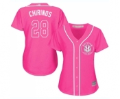Women's Houston Astros #28 Robinson Chirinos Authentic Pink Fashion Cool Base Baseball Jersey