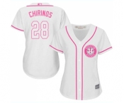 Women's Houston Astros #28 Robinson Chirinos Authentic White Fashion Cool Base Baseball Jersey