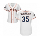 Women's Houston Astros #35 Justin Verlander Authentic White Home Cool Base 2019 World Series Bound Baseball Jersey