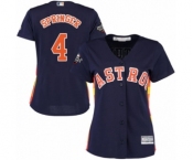 Women's Houston Astros #4 George Springer Authentic Navy Blue Alternate Cool Base 2019 World Series Bound Baseball Jersey