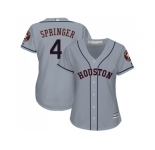 Women's Houston Astros #4 George Springer Grey Road Stitched MLB Jersey