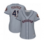 Women's Houston Astros #41 Brad Peacock Authentic Grey Road Cool Base 2019 World Series Bound Baseball Jersey
