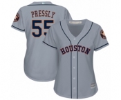 Women's Houston Astros #55 Ryan Pressly Authentic Grey Road Cool Base Baseball Jerse