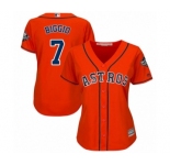 Women's Houston Astros #7 Craig Biggio Authentic Orange Alternate Cool Base 2019 World Series Bound Baseball Jersey