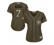 Women's Houston Astros #7 Craig Biggio Green Salute to Service Stitched MLB Jersey