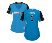 Women's Majestic Houston Astros #1 Carlos Correa Replica Blue American League 2017 MLB All-Star MLB Jersey