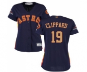 Women's Majestic Houston Astros #19 Tyler Clippard Authentic Navy Blue Alternate 2018 Gold Program Cool Base MLB Jersey