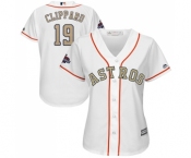 Women's Majestic Houston Astros #19 Tyler Clippard Authentic White 2018 Gold Program Cool Base MLB Jersey