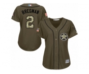 Women's Majestic Houston Astros #2 Alex Bregman Authentic Green Salute to Service MLB Jersey