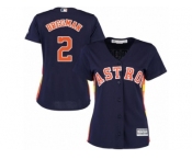Women's Majestic Houston Astros #2 Alex Bregman Authentic Navy Blue Alternate Cool Base MLB Jersey