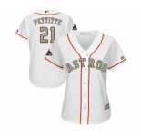 Women's Majestic Houston Astros #21 Andy Pettitte Authentic White 2018 Gold Program Cool Base MLB Jersey