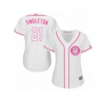 Women's Majestic Houston Astros #21 Jon Singleton Authentic White Fashion Cool Base MLB Jersey