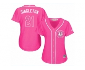 Women's Majestic Houston Astros #21 Jon Singleton Replica Pink Fashion Cool Base MLB Jersey