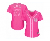 Women's Majestic Houston Astros #27 Jose Altuve Replica Pink Fashion Cool Base MLB Jersey