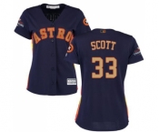 Women's Majestic Houston Astros #33 Mike Scott Authentic Navy Blue Alternate 2018 Gold Program Cool Base MLB Jersey