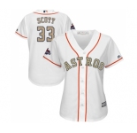 Women's Majestic Houston Astros #33 Mike Scott Authentic White 2018 Gold Program Cool Base MLB Jersey