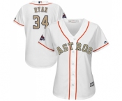 Women's Majestic Houston Astros #34 Nolan Ryan Authentic White 2018 Gold Program Cool Base MLB Jersey