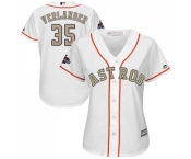 Women's Majestic Houston Astros #35 Justin Verlander Authentic White 2018 Gold Program Cool Base MLB Jersey