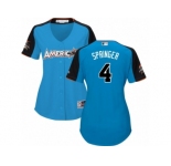 Women's Majestic Houston Astros #4 George Springer Replica Blue American League 2017 MLB All-Star MLB Jersey