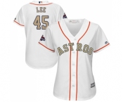Women's Majestic Houston Astros #45 Carlos Lee Authentic White 2018 Gold Program Cool Base MLB Jersey