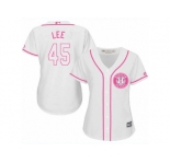 Women's Majestic Houston Astros #45 Carlos Lee Authentic White Fashion Cool Base MLB Jersey