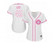 Women's Majestic Houston Astros #45 Carlos Lee Authentic White Fashion Cool Base MLB Jersey