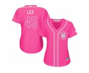 Women's Majestic Houston Astros #45 Carlos Lee Replica Pink Fashion Cool Base MLB Jersey