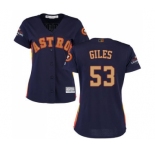 Women's Majestic Houston Astros #53 Ken Giles Authentic Navy Blue Alternate 2018 Gold Program Cool Base MLB Jersey