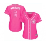 Women's Majestic Houston Astros #6 Jake Marisnick Authentic Pink Fashion Cool Base MLB Jersey