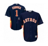 Youth Houston Astros #1 Carlos Correa Authentic Navy Blue Alternate Cool Base 2019 World Series Bound Baseball Jersey