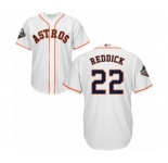 Youth Houston Astros #22 Josh Reddick Authentic White Home Cool Base 2019 World Series Bound Baseball Jersey