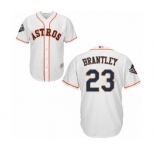 Youth Houston Astros #23 Michael Brantley Authentic White Home Cool Base 2019 World Series Bound Baseball Jersey