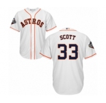 Youth Houston Astros #33 Mike Scott Authentic White Home Cool Base 2019 World Series Bound Baseball Jersey