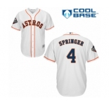 Youth Houston Astros #4 George Springer Authentic White Home Cool Base 2019 World Series Bound Baseball Jersey