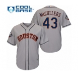 Youth Houston Astros #43 Lance McCullers Authentic Grey Road Cool Base 2019 World Series Bound Baseball Jersey