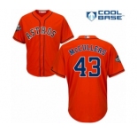 Youth Houston Astros #43 Lance McCullers Authentic Orange Alternate Cool Base 2019 World Series Bound Baseball Jersey