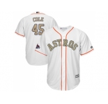 Youth Houston Astros #45 Gerrit Cole White 2018 Gold Program Cool Base Stitched Baseball Jersey