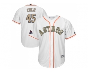 Youth Houston Astros #45 Gerrit Cole White 2018 Gold Program Cool Base Stitched Baseball Jersey