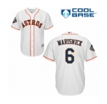 Youth Houston Astros #6 Jake Marisnick Authentic White Home Cool Base 2019 World Series Bound Baseball Jersey