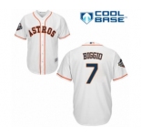 Youth Houston Astros #7 Craig Biggio Authentic White Home Cool Base 2019 World Series Bound Baseball Jersey