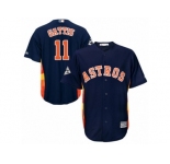 Youth Majestic Houston Astros #11 Evan Gattis Replica Navy Blue Alternate 2017 World Series Bound Cool Base MLB Jersey