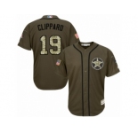 Youth Majestic Houston Astros #19 Tyler Clippard Replica Green Salute to Service MLB Jersey