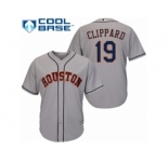 Youth Majestic Houston Astros #19 Tyler Clippard Replica Grey Road Cool Base MLB Jersey